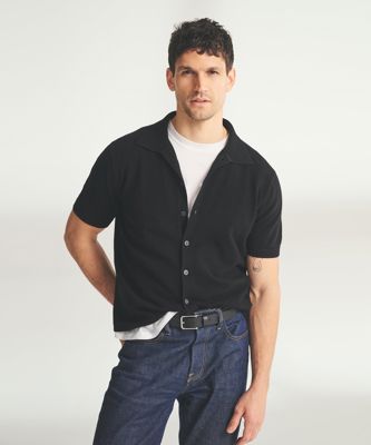 Signature Cashmere Short Sleeve Button Down