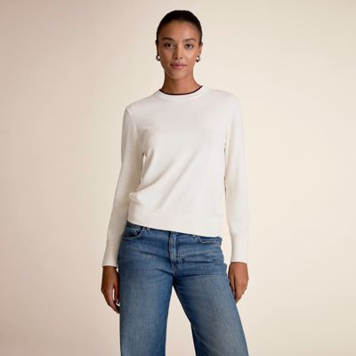 Kit Contrast Sweater - Light Merino :: Ivory/Garnet