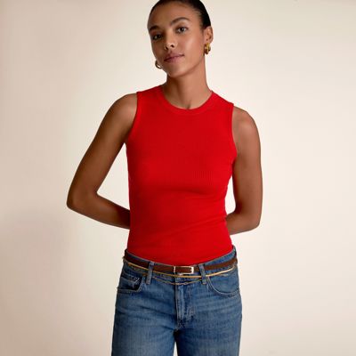 Trina Wool Shell Top - Ribbed Merino :: Candy Apple