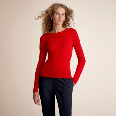 Beck Fitted Crewneck Sweater - Ribbed Merino :: Candy Apple