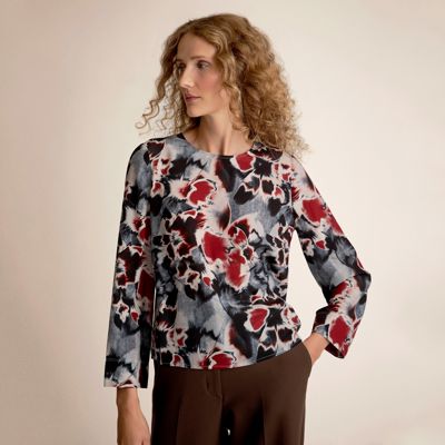 Jules Effortless Blouse - Printed Washable Silk :: Freesia Print