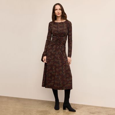 Johnna Ruched Dress - Printed Jersey :: Autumn Floral