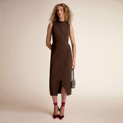 Valencia Power Dress - Luxe Flex Suiting :: Chocolate Torte Melange