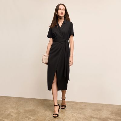 Arlette Wrap Dress - Air Twill :: Black