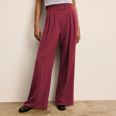 Bia Pleated Trouser - Everyday Crepe With Topstitch :: Dark Fuchsia