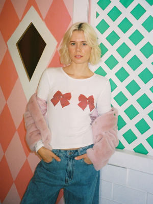 Dana Long Sleeve Tee - White/Bows