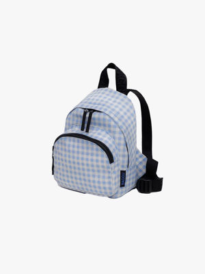 Mini Nylon Backpack - Light Blue Gingham