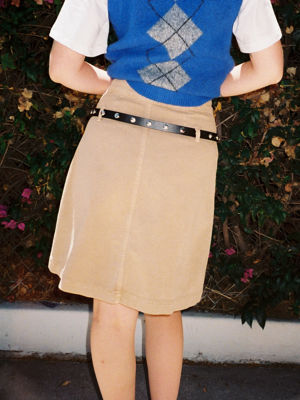 Stud Snap Leather Belt - Black