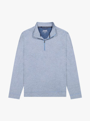 Compass Quarter Zip - Light Blue Grey Stripe
