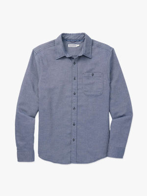 Seaside Lightweight Flannel - Navy Herringbone