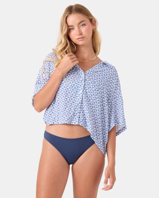 Hazy Dazy Cropped Button Up Cover Up
