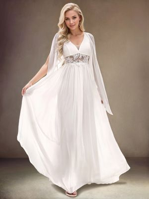 Illusion Lace V-Neck Cape Sleeves A-Line Wedding Dress