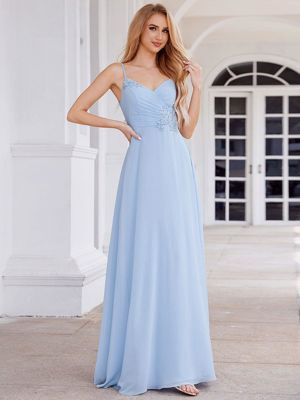 Ever Paige-Elegant A-Line Applique Waist Sleeveless Bridesmaid Dress With V-Neck