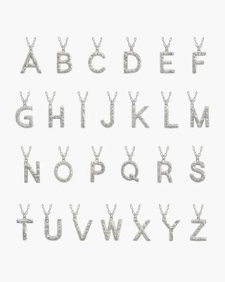 Textured Initial Letter Necklace In Silver