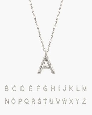 Textured Initial Letter Necklace In Silver
