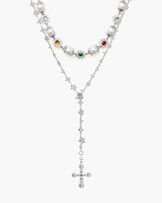 Daisy Molecule Necklace Set In Silver