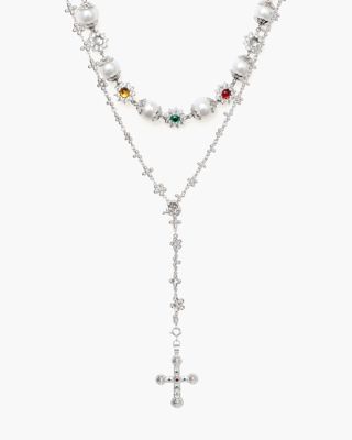 Daisy Molecule Necklace Set In Silver