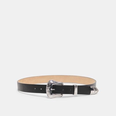 Vintage Western Buckle Belt Black Silver