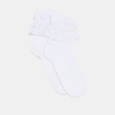 Whimsy Lace Anklet Socks White