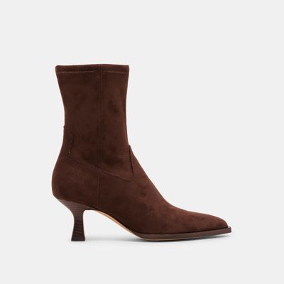 Arya Wide Calf Boots DK Brown Stella Suede
