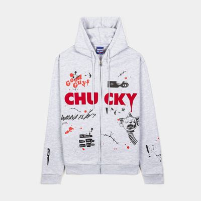 SP X Chucky Its Play Time Zip Up Mens Hoodie (grey/Red)