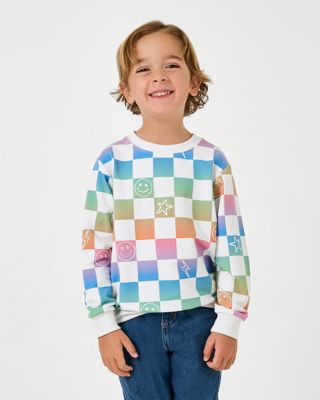 Ombre Cheery Checks Crewneck Sweatshirt
