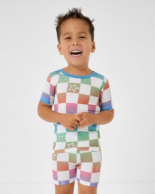 Ombre Cheery Checks Two-Piece Short Sleeve & Shorts Pajama Set